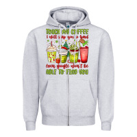 Heather Grey christmas characters coffee cups Zipper Hoodie - MaliasSmallBusiness