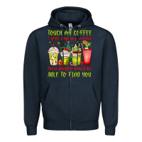 Navy christmas characters coffee cups Zipper Hoodie - MaliasSmallBusiness