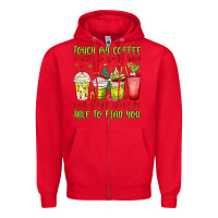 Red christmas characters coffee cups Zipper Hoodie - MaliasSmallBusiness