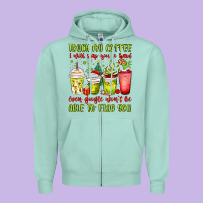 Christmas Characters Coffee Cups Zipper Hoodie Designed By Maliassmallbusiness