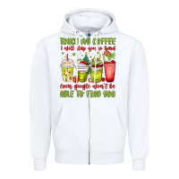 White christmas characters coffee cups Zipper Hoodie - MaliasSmallBusiness