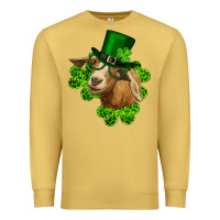 Antique Gold st. patrick's day goat clovers and leprechaun hat Premium Sweatshirt - RanaPortraitStore