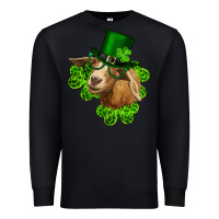 Black st. patrick's day goat clovers and leprechaun hat Premium Sweatshirt - RanaPortraitStore