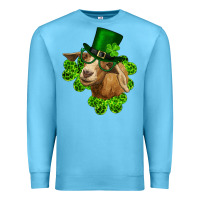Ocean Blue st. patrick's day goat clovers and leprechaun hat Premium Sweatshirt - RanaPortraitStore