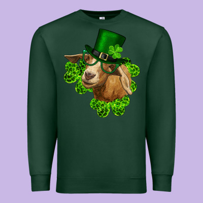 St. Patrick's Day Goat Clovers And Leprechaun Hat Premium Sweatshirt Designed By Ranaportraitstore