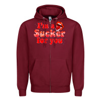 Burgundy im a sucker for you valentines the day Zipper Hoodie - NancyCooperArtShop