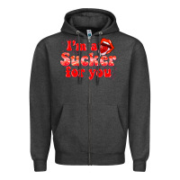 Charcoal Heather im a sucker for you valentines the day Zipper Hoodie - NancyCooperArtShop