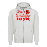 Dove Grey im a sucker for you valentines the day Zipper Hoodie - NancyCooperArtShop