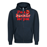 Navy im a sucker for you valentines the day Zipper Hoodie - NancyCooperArtShop