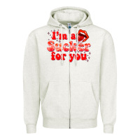 Oatmeal Heather im a sucker for you valentines the day Zipper Hoodie - NancyCooperArtShop