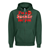Sports Green im a sucker for you valentines the day Zipper Hoodie - NancyCooperArtShop