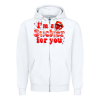 White im a sucker for you valentines the day Zipper Hoodie - NancyCooperArtShop
