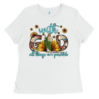 White with god all things are possible matthew 19 26 Ladies Tee - JahusDesignShop