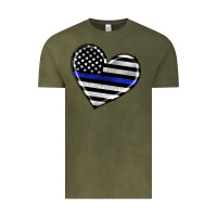 Vintage Olive american thin blue line flag Vintage Tee - Artiststas