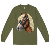 Army Green Haflinger Avelignese Horse Long Sleeve Tee - LillyAllenDesigns