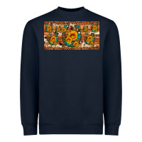 Navy sunflower gemstone leopard cowhide horseshoe license plate Heavyweight Sweatshirt - Artiststas