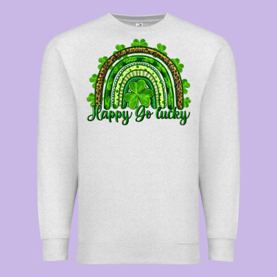 Saint Patricks Day Happy Go Lucky Rainbow Premium Sweatshirt Designed By Ranaportraitstore