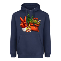 Navy christmas santa claus peace hand Heavyweight Hoodie - Jasminsmagicworld
