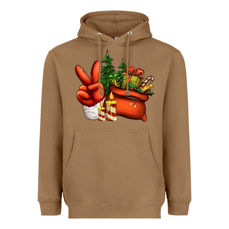 Christmas Santa Claus Peace Hand Heavyweight Hoodie by Jasminsmagicworld | Teevron