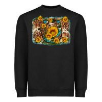 Black sunflower gemstone leopard cowhide horseshoe background Heavyweight Sweatshirt - Artiststas