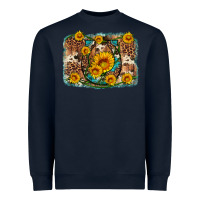 Navy sunflower gemstone leopard cowhide horseshoe background Heavyweight Sweatshirt - Artiststas