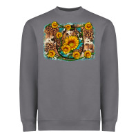 Storm sunflower gemstone leopard cowhide horseshoe background Heavyweight Sweatshirt - Artiststas