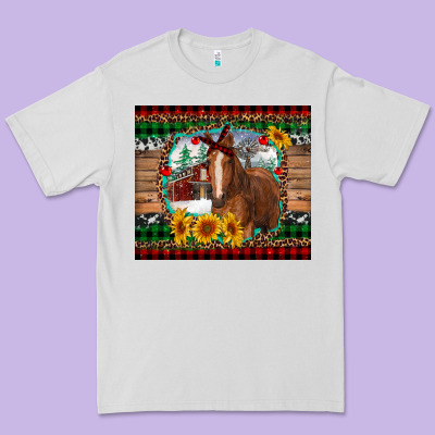 Christmas Farm And Horse Premium Tee Designed By Ranaportraitstore