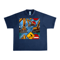 Navy excavator seamless pattern Urban Heavy Tee - BundleAndBundleShop