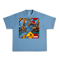 Pebble Blue excavator seamless pattern Urban Heavy Tee - BundleAndBundleShop