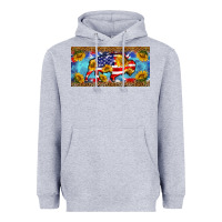 Heather Grey bison amerıcan flag  license plate template Heavyweight Hoodie - BarkalooDesign