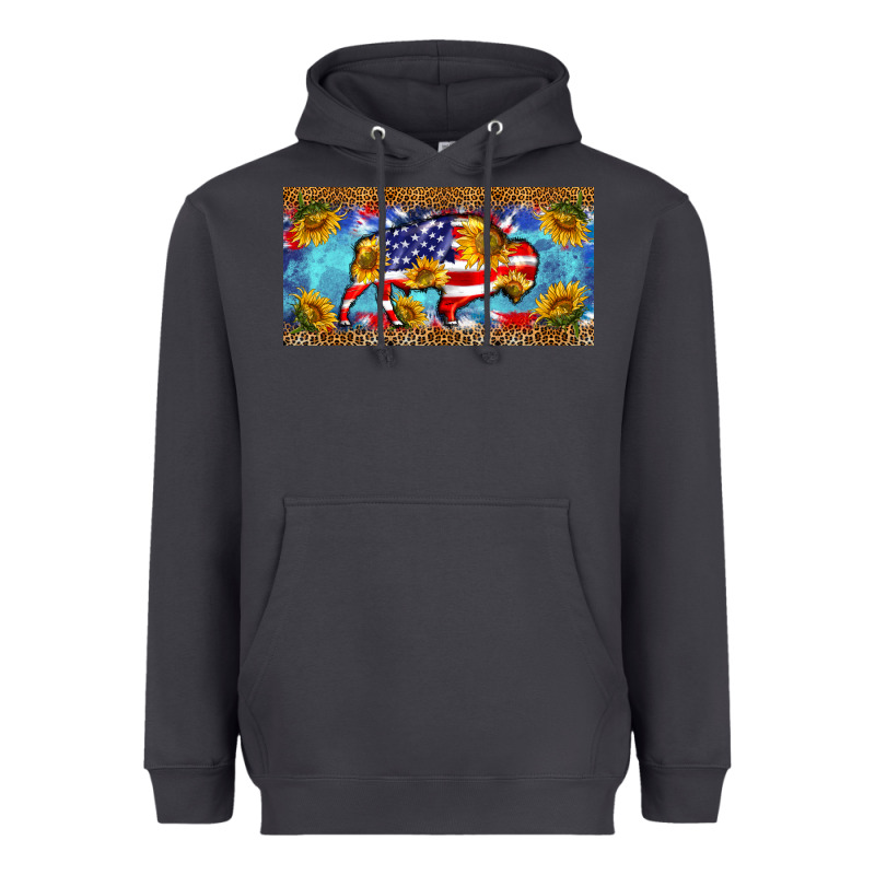 Bison Amerıcan Flag  License Plate Template Heavyweight Hoodie by BarkalooDesign | Teevron