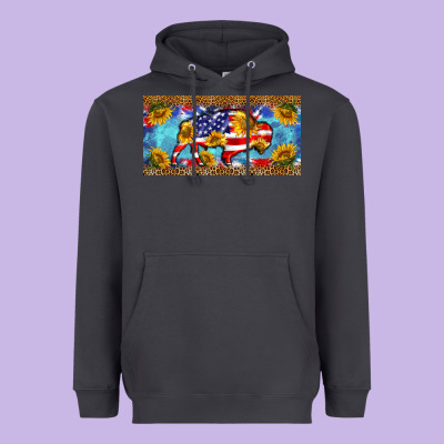 Bison Amerıcan Flag  License Plate Template Heavyweight Hoodie Designed By Barkaloodesign