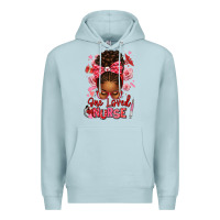 Blue Mist one loved nurse afro messy bun Premium Hoodie - texasbilliewilder