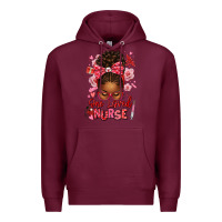 Burgundy one loved nurse afro messy bun Premium Hoodie - texasbilliewilder