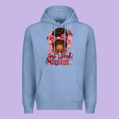 One Loved Nurse Afro Messy Bun Premium Hoodie Designed By Texasbilliewilder