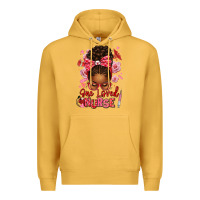 Mustard one loved nurse afro messy bun Premium Hoodie - texasbilliewilder