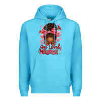 Ocean Blue one loved nurse afro messy bun Premium Hoodie - texasbilliewilder