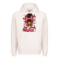 Pale Pink one loved nurse afro messy bun Premium Hoodie - texasbilliewilder