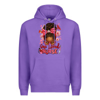 Purple one loved nurse afro messy bun Premium Hoodie - texasbilliewilder