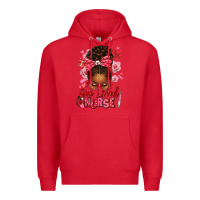 Red one loved nurse afro messy bun Premium Hoodie - texasbilliewilder