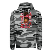 Slate Camo one loved nurse afro messy bun Premium Hoodie - texasbilliewilder
