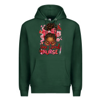 Sports Green one loved nurse afro messy bun Premium Hoodie - texasbilliewilder