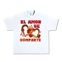 White el amor se comparte with churros Urban Heavy Tee - AdoDesignShop