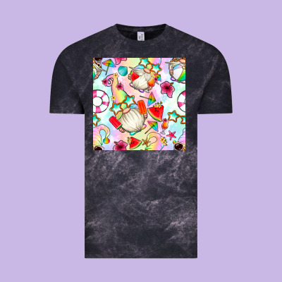 Summer Gnome Seamless Pattern Vintage Tee Designed By Bundleandbundleshop