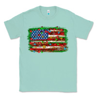 Seafoam Christmas american flag Classic Tee - NancyCooperArtShop