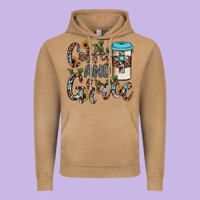 Coffee And Grace Vintage Hoodie Designed By Jahusdesignshop