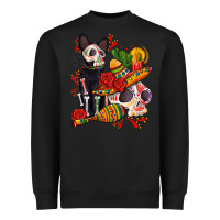 Black mexican dead day with skeleton cat Heavyweight Sweatshirt - AdoDesignShop