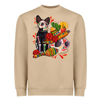 Mushroom mexican dead day with skeleton cat Heavyweight Sweatshirt - AdoDesignShop