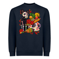 Navy mexican dead day with skeleton cat Heavyweight Sweatshirt - AdoDesignShop