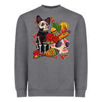 Storm mexican dead day with skeleton cat Heavyweight Sweatshirt - AdoDesignShop